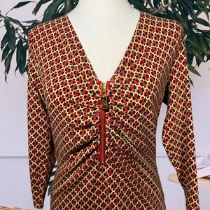 Michael Kors Zip Up Chain Print Top